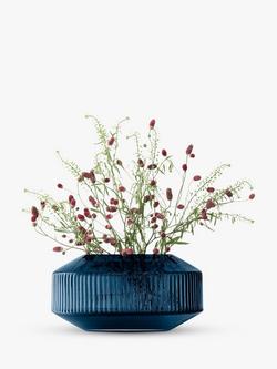 LSA International Rotunda Wide Glass Vase, H13.8cm, Blue - view 2, Blue