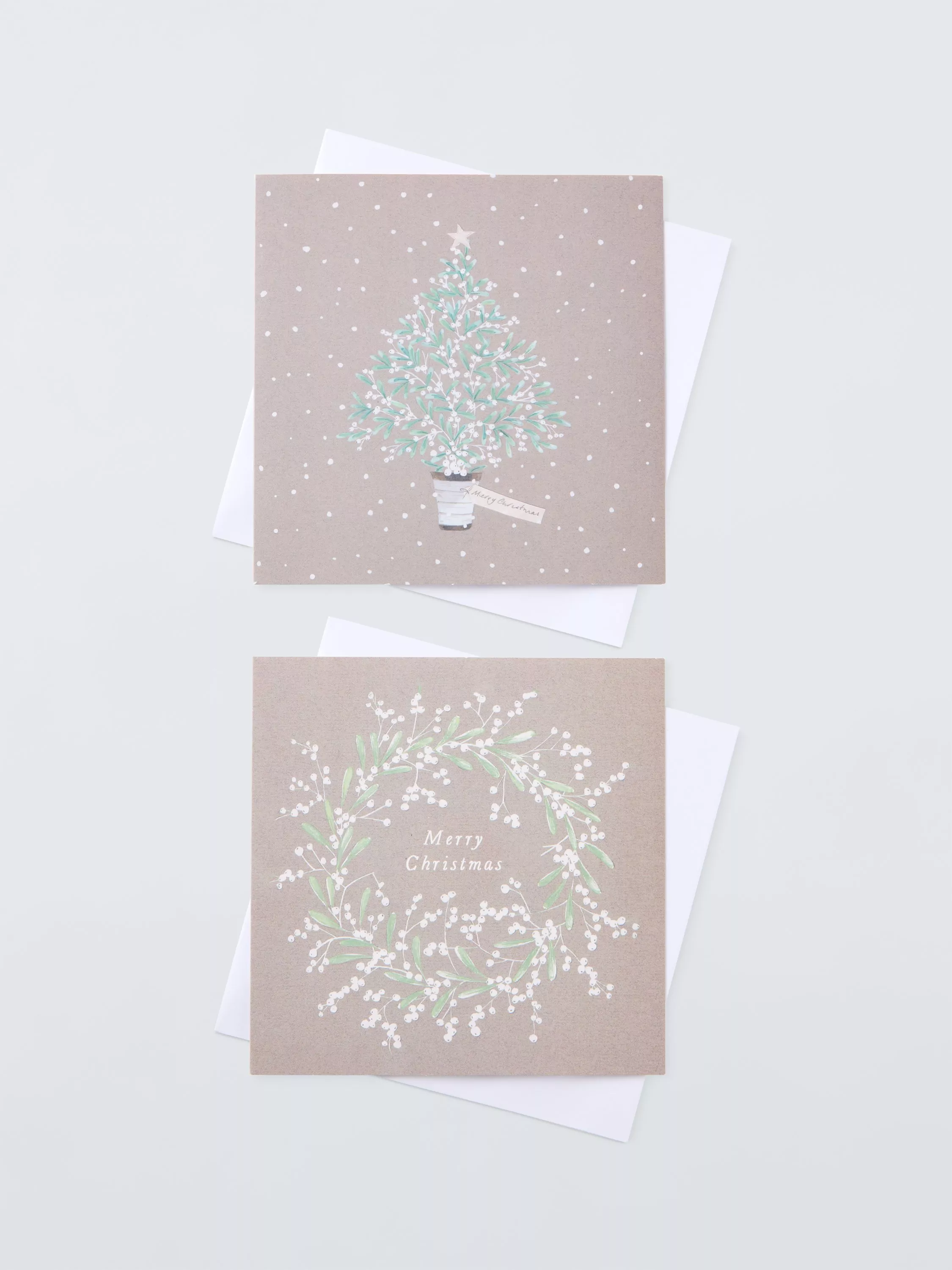 John Lewis Tree & Wreath Large Square Charity Christmas Cards, Box of 10