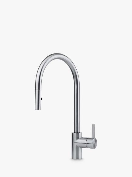 Franke Eos Neo Pull-Down Spray Swivel Spout Single Lever Kitchen Mixer Tap, Stainless Steel, Stainless Steel