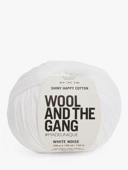 Wool And The Gang Shiny Happy Cotton Knitting and Crochet Yarn, 100g, White Noise