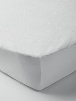 John Lewis Micro-Fresh® Waterproof Terry Towelling Mattress Protector, Cotbed, White