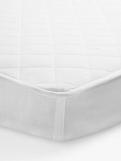 John Lewis Pure Cotton Comfort Mattress Protector, White, Cotbed, White