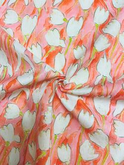 Viscount Textiles Watercolour Tulips Cotton Lawn Fabric, Orange, Orange