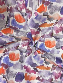Viscount Textiles Abstract Watercolour Cotton Lawn Fabric, Multi, Purple
