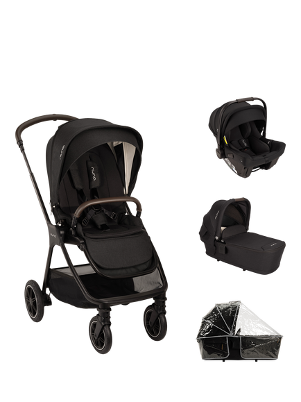 Nuna TRIV next Pushchair, LYTL Carrycot and PIPA Urbn Car Seat Travel Bundle, Caviar