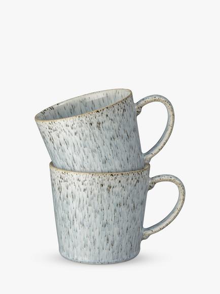 Denby Halo Speckle Stoneware Mug, 400ml, Set of 2, Grey, Grey