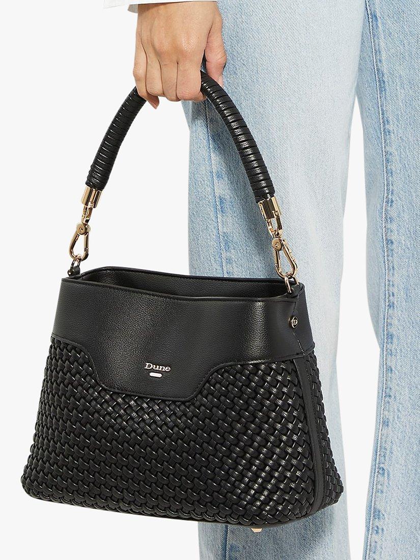 Product image 5 of 5, which shows Dune Dinidelphie Medium Woven Grab Bag, Black