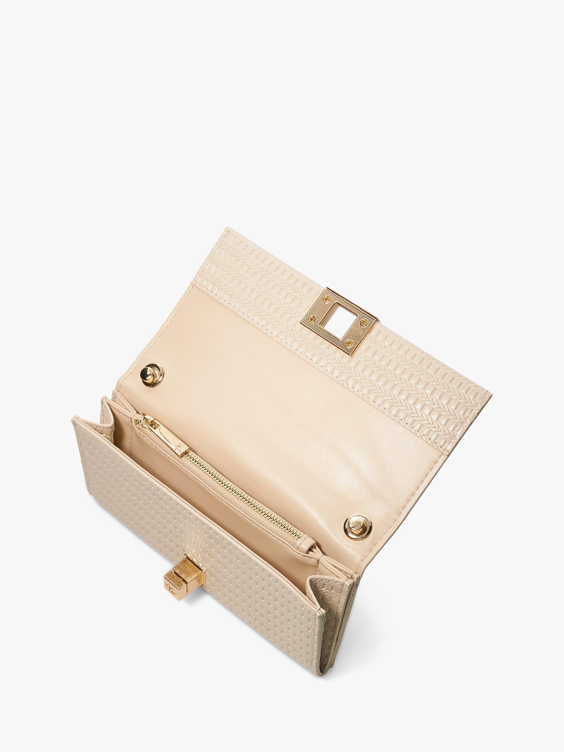 Product image 3 of 5, which shows Dune London Serenities Textured Wallet on a Chain, Ecru