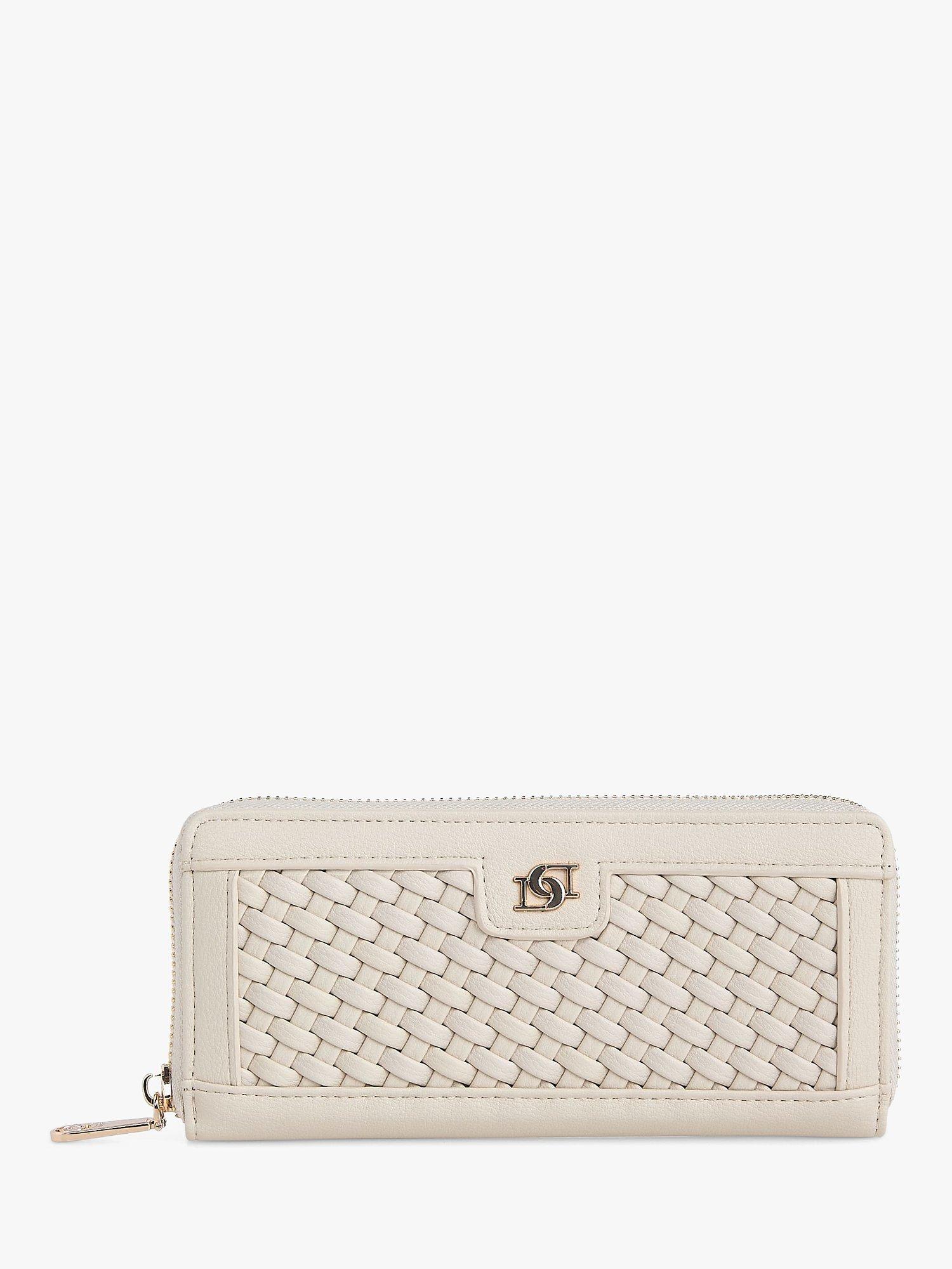 Dune Kefalonia Large Woven Zip-Around Purse, Cream