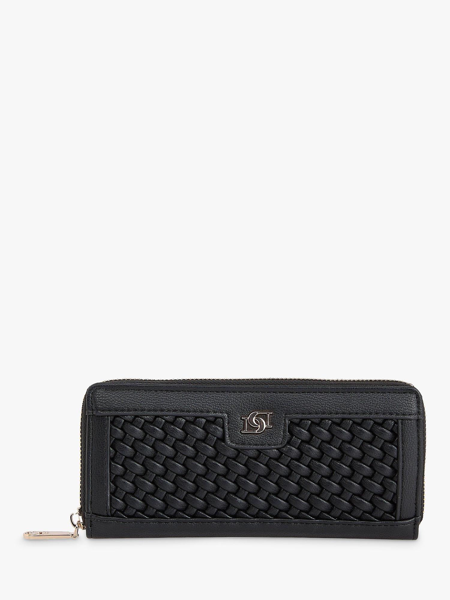 Dune Kefalonia Large Woven Zip-Around Purse, Black
