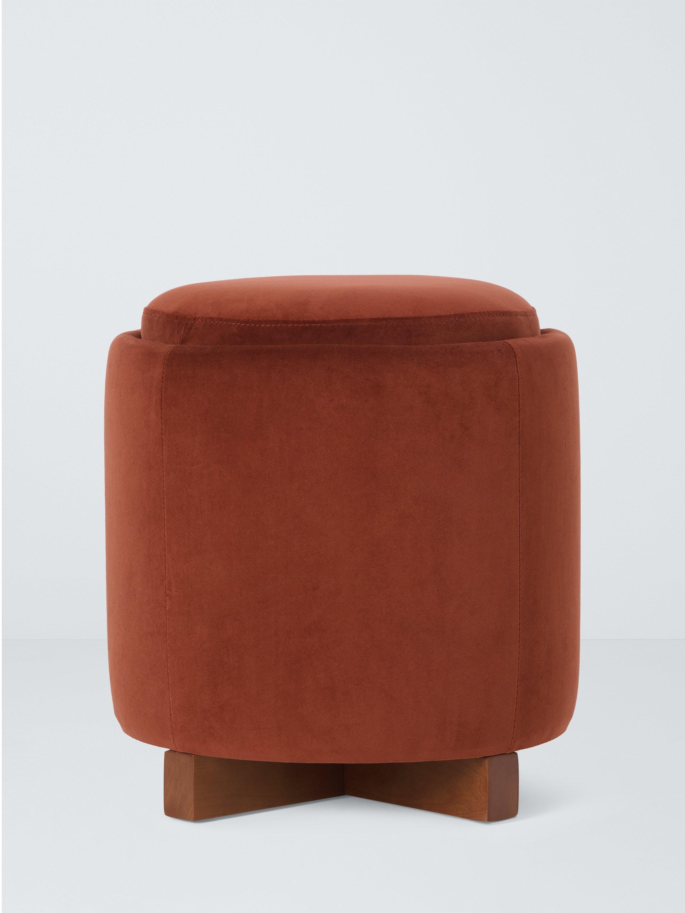 PIP Range, John Lewis ANYDAY Pip Storage Footstool, Light Leg, Rust Velvet