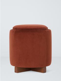 John Lewis ANYDAY Pip Storage Footstool, Light Leg, Rust Velvet
