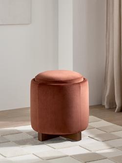 John Lewis ANYDAY Pip Storage Footstool, Light Leg - view 2, Rust Velvet