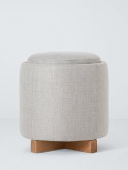 John Lewis ANYDAY Pip Storage Footstool, Light Leg, Grey Weave