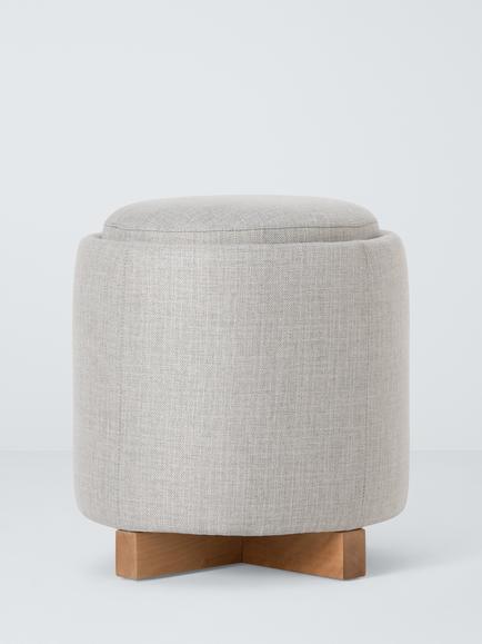 John Lewis ANYDAY Pip Storage Footstool, Light Leg, Grey Weave