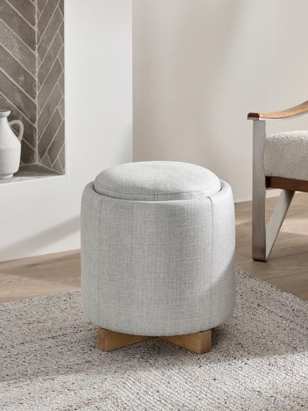 John Lewis ANYDAY Pip Storage Footstool, Light Leg - view 2, Grey Weave