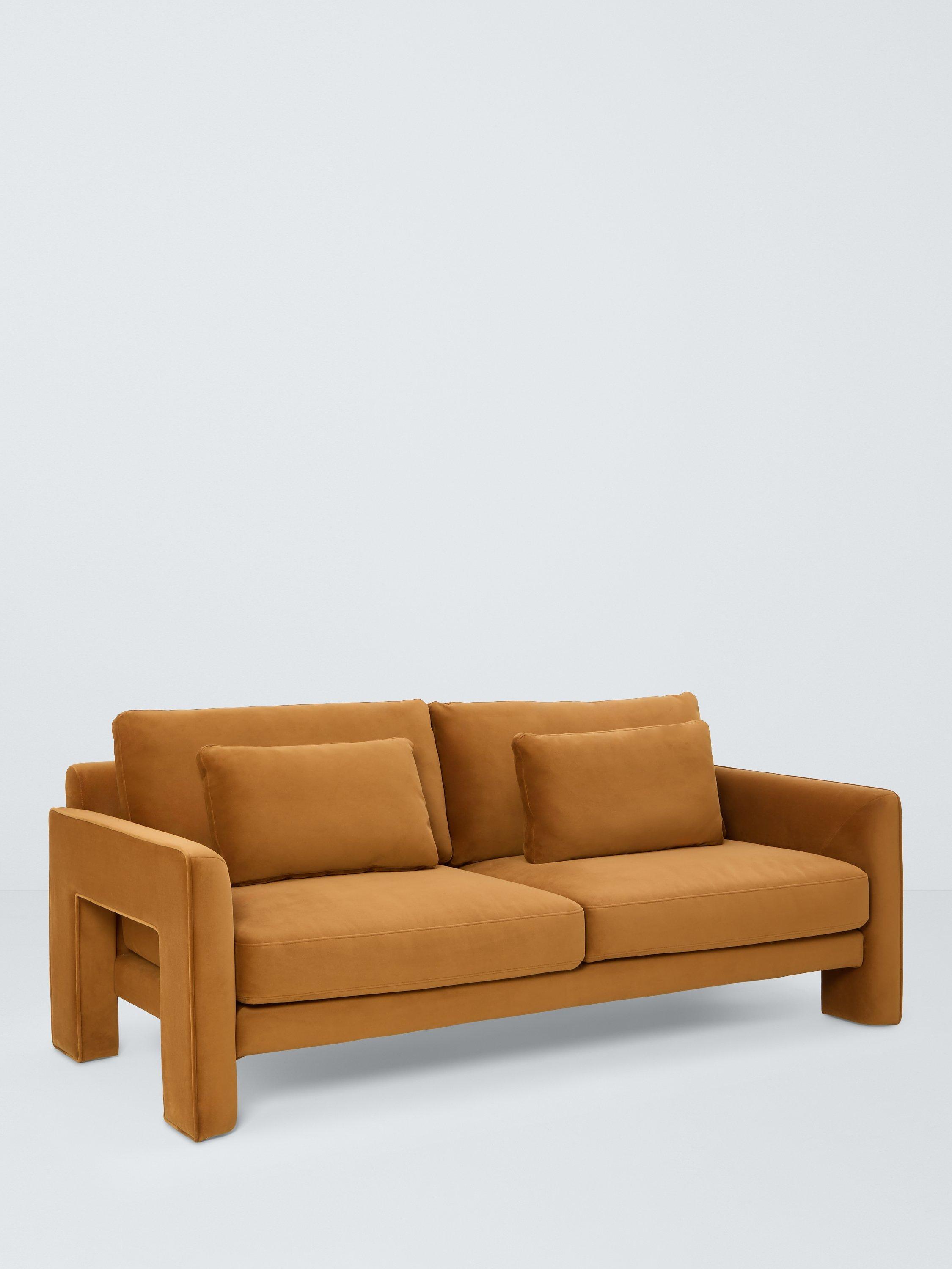 Blocky Range, John Lewis Blocky Large 3 Seater Sofa, Caramel Velvet