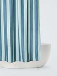 John Lewis Maxi Double Stripe Recycled Polyester Shower Curtain, Navy