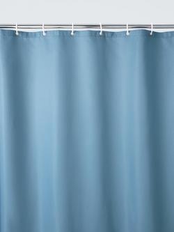 John Lewis Textured Waffle Recycled Polyester Shower Curtain - view 2, Bluestone