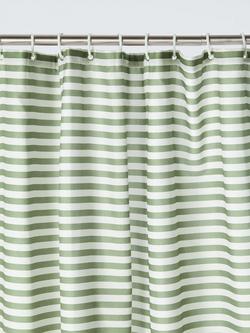 John Lewis Horizontal Stripe Recycled Polyester Shower Curtain, Green - view 2, Avocado
