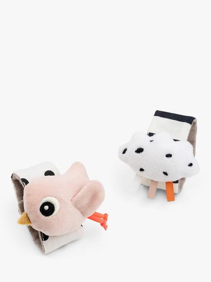 Done by Deer Happy Clouds Wrist Rattle Set, Pack of 2, Powder, Powder