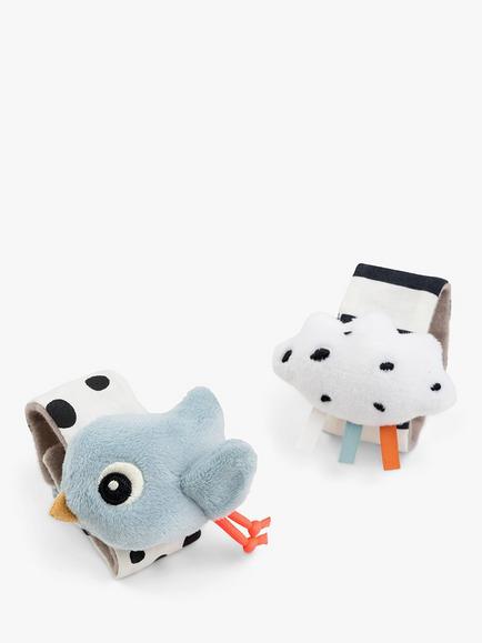 Done by Deer Happy Clouds Wrist Rattle Set, Pack of 2, Blue/Multi, Blue/Multi