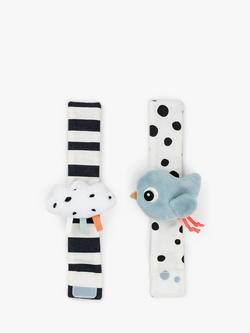 Done by Deer Happy Clouds Wrist Rattle Set, Pack of 2, Blue/Multi - view 2, Blue/Multi