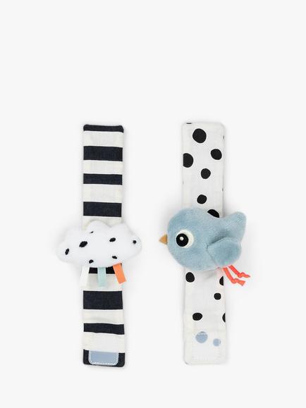 Done by Deer Happy Clouds Wrist Rattle Set, Pack of 2, Blue/Multi - view 2, Blue/Multi
