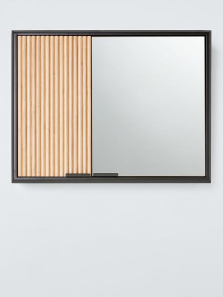 John Lewis Ridge Mirrored Cabinet, Black, 
