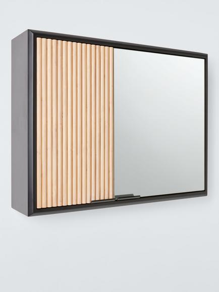John Lewis Ridge Mirrored Cabinet, Black - view 2, 