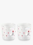 Le Creuset Stoneware Mini Hearts Mug, Set of 2, 350ml, White/Pink