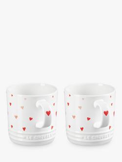 Le Creuset Stoneware Mini Hearts Mug, Set of 2, 350ml, White/Pink, Multi