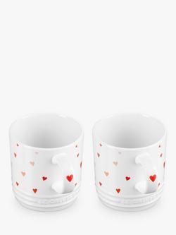 Le Creuset Stoneware Mini Hearts Mug, Set of 2, 350ml, White/Pink - view 2, Multi