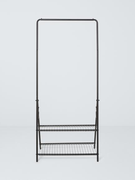 John Lewis Folding Metal Clothes Rail, Black - view 2, Black