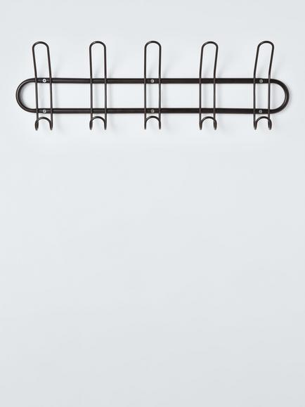 John Lewis Metal 5 Hook Rack, Black, Black