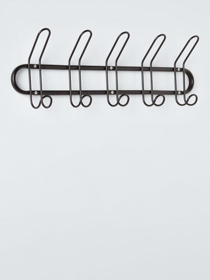 John Lewis Metal 5 Hook Rack, Black - view 2, Black