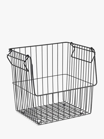 John Lewis Stacking Storage Basket, Black