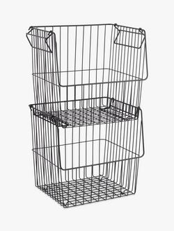 John Lewis Stacking Storage Basket - view 2, Black