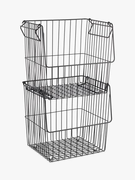 John Lewis Stacking Storage Basket - view 2, Black