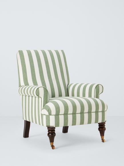 John Lewis Suffolk Armchair, Dark Leg, Green And Natural Stripe