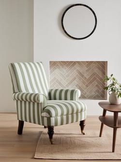 John Lewis Suffolk Armchair, Dark Leg - view 2, Green And Natural Stripe