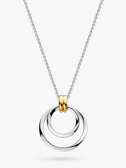 Kit Heath Linked Double Circle Pendant Necklace, Silver/Gold, Silver/Gold