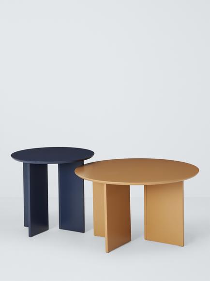 John Lewis Tuck Side Table, Set of 2, Navy/Natural, 