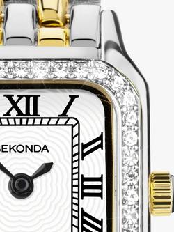 Sekonda Women's Monica Crystal Rectangle Dial Bracelet Strap Watch - view 2, Silver/Gold