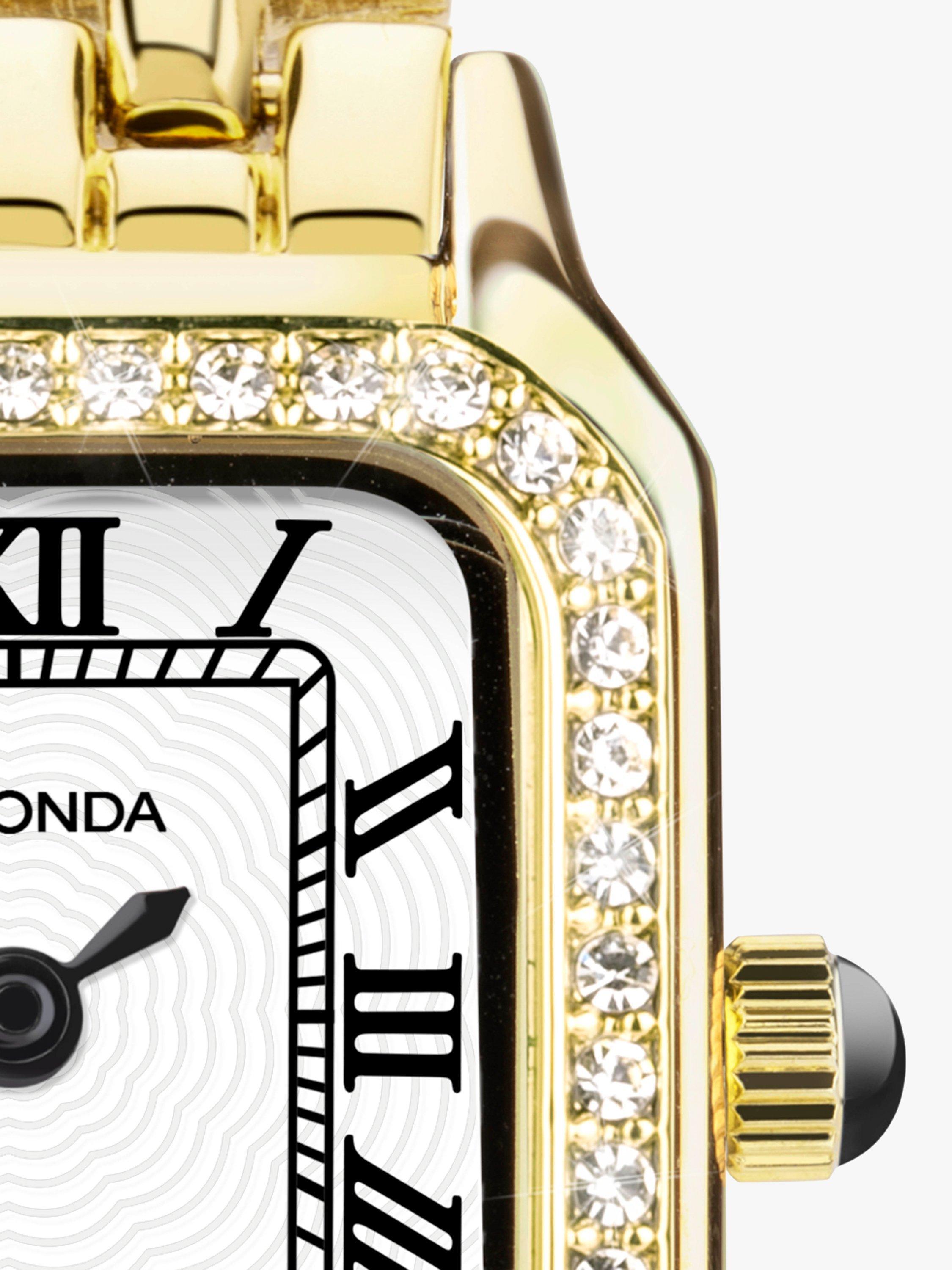 Product image 2 of 7, which shows Sekonda Women's Monica Crystal Rectangle Dial Bracelet Strap Watch, Gold