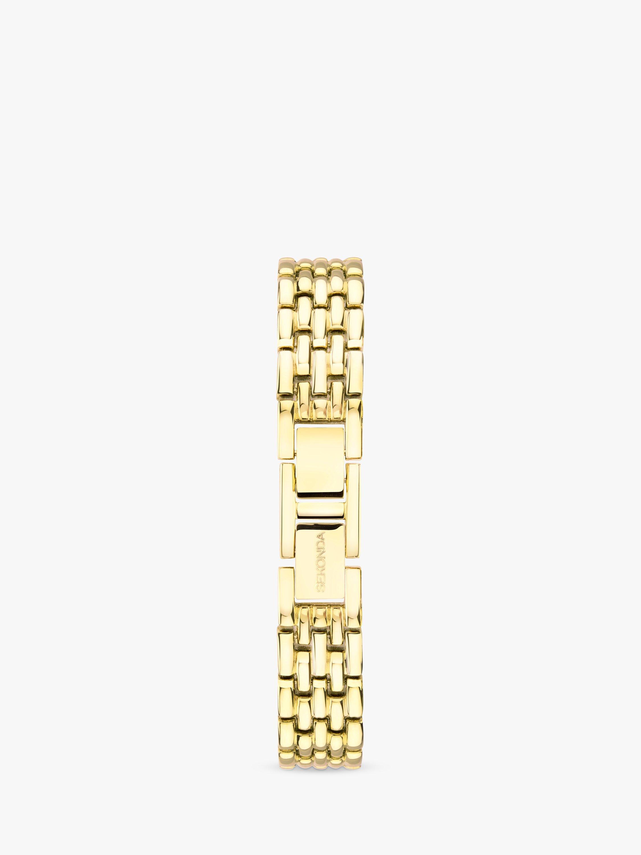 Product image 3 of 7, which shows Sekonda Women's Monica Crystal Rectangle Dial Bracelet Strap Watch, Gold