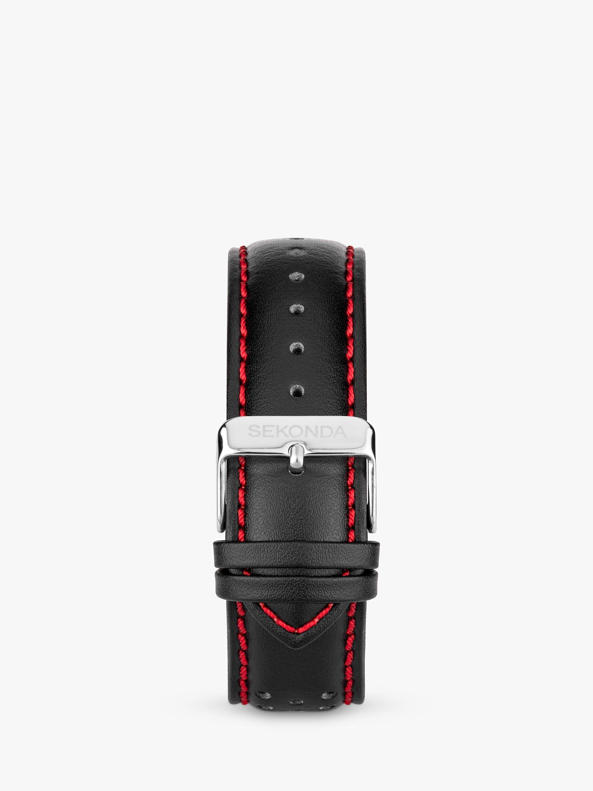 Product image 3 of 6, which shows Sekonda 30206 Men's Midnight Chronograph Leather Strap Watch, Black