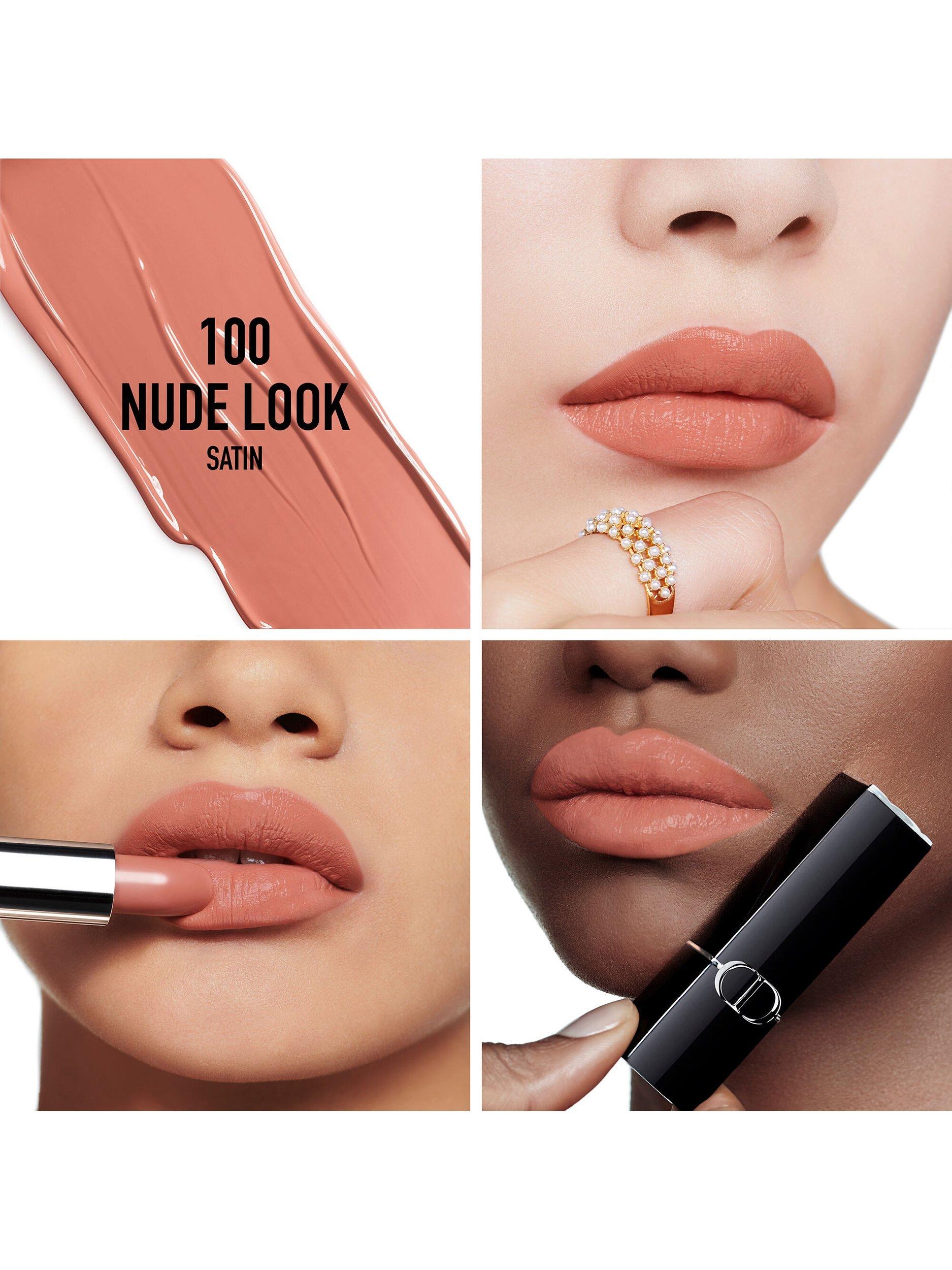 Product image 2 of 7, which shows DIOR Rouge Dior Couture Colour Lipstick Refill - Satin Finish, 100 Nude Look