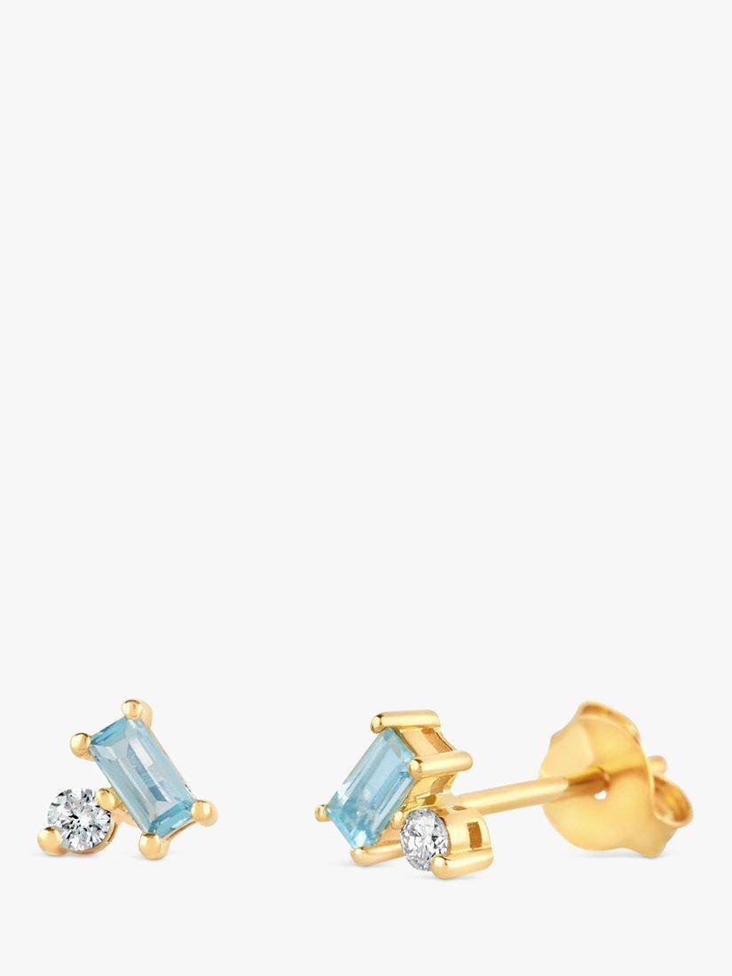 Dinny Hall Shuga Gemstone Baguette & Created Diamond Stud Earrings, Gold/Blue
