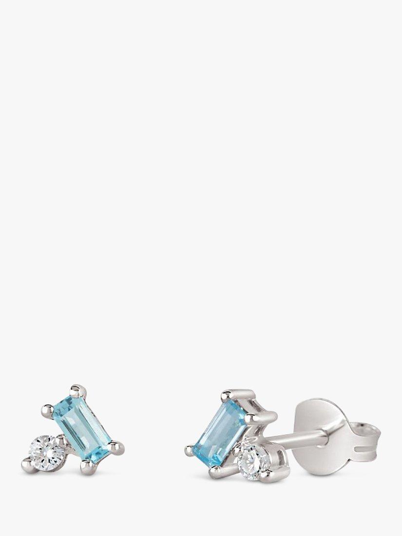 Dinny Hall Shuga Gemstone Baguette & Created Diamond Stud Earrings, Silver/Blue